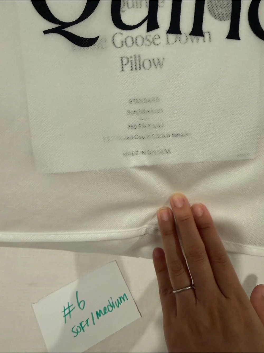 New Quince LUXE White Goose Down Pillow #6 Standard Soft/Medium MSRP $124